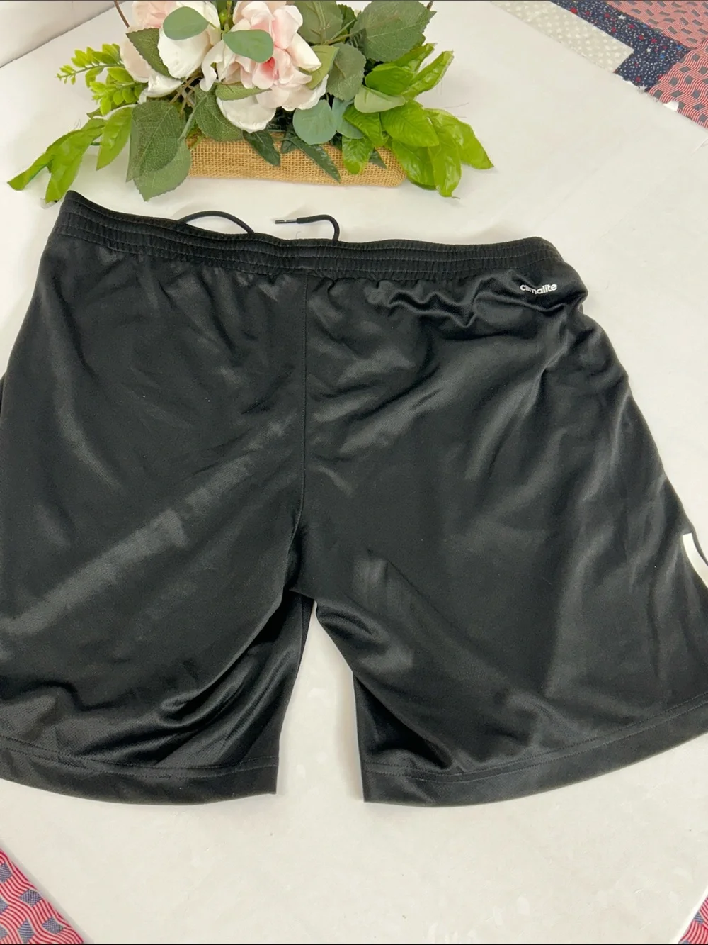 adidas Black Men’s Athletic Shorts with White Stripe